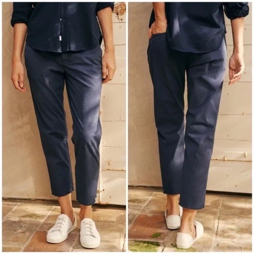 Frank & Eileen Navy Cropped Ankle Pants with Straight Leg
